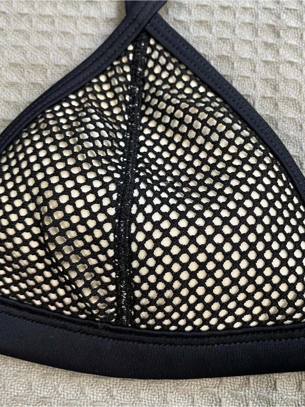 Triangl Mesh Neoprene Bikini Swim Top Small Womens Black Cream